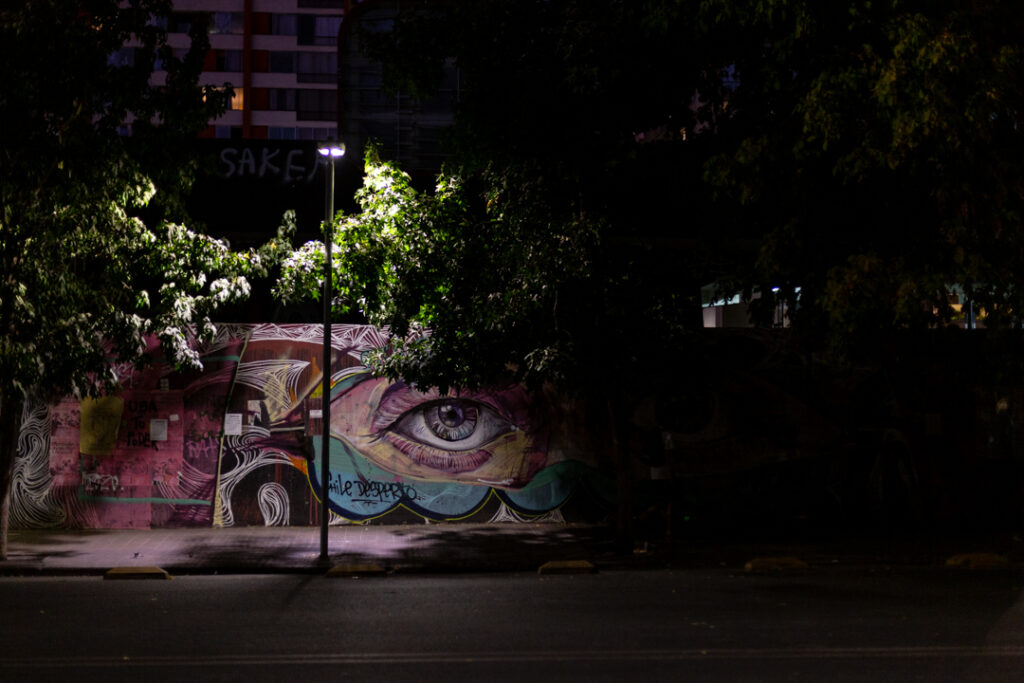 Graffitis sur un mur. Photographe et artiste visuelle. Vit à Lyon et travaille en France, en Espagne et au Chili. Mes projets : Printemps chilien et la tarte.